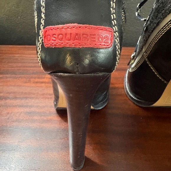 DSQUARED2 Black and Cream Heeled Boots 38 - Picture 6 of 7